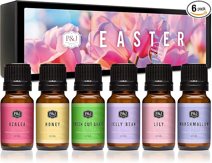 P&J Trading Fragrance Oil Easter Set | Jelly Bean, Fresh Cut Grass, Lily, Honey, Marshmallow, Azalea Candle Scents for Candle Making, Freshie Scent, Soap Making Supplies, Diffuser Oil Scents - Bloomnest