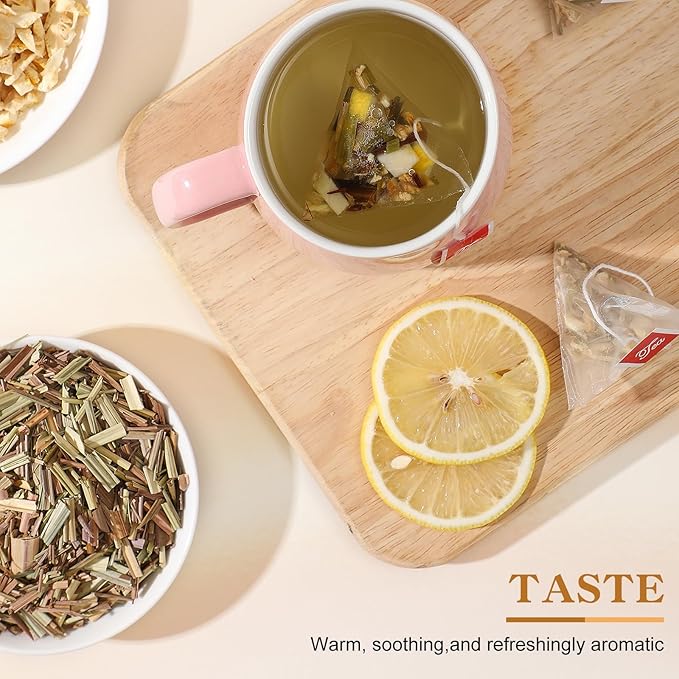FullChea - Lemon Ginger Tea Bags, 50 Teabags - Pleasantly Spicy & Warming - Non-GMO - Caffeine-free - Support Healthy Digestion & Boost Immunity - Bloomnest
