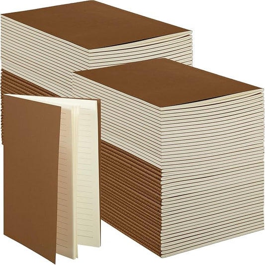 Mimorou 100 Pcs Journals Notebooks Bulk - Kraft Softcover A5 Small Notebooks 5.5 Inch x 8.3 Inch Notepads with 60 Page 30 Sheet for Writing Sketch Travel Office Supplies(Dark Brown,Lined) - Bloomnest