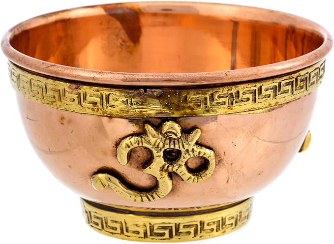 Om Copper Bowl - Offering Bowl for Altar or Ritual Use - Incense Holder, Home Decor - 3 Inches Wide - Bloomnest