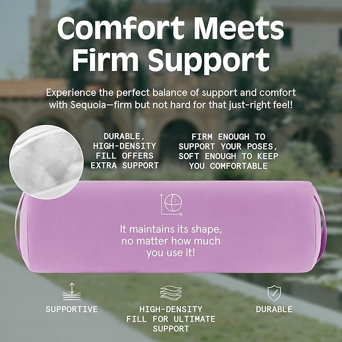 Retrospec Retrospec Sequoia Yoga Bolster Pillow - Meditation Cushion for Yoga Practices - Includes Machine Washable 100% Cotton Cover & Durable Carry Handle - Bloomnest