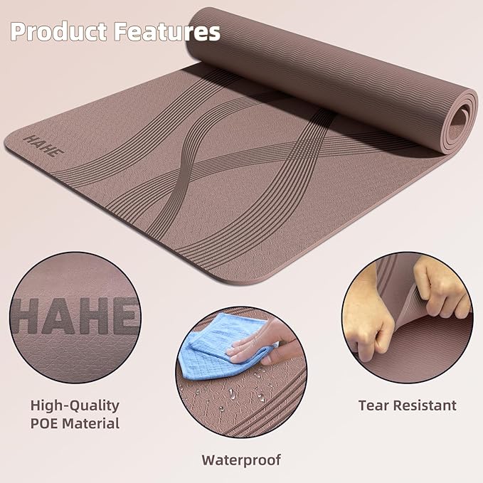 Yoga Mat High Density Exercise Mat, 76"x32"x0.27"Thick Wide & Large Yoga Mat for Women Men, Professional POE Workout Mat for Yoga, Pilates, Fitness & Stretching - Bloomnest