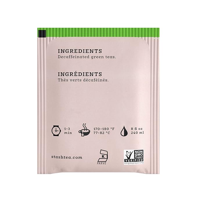 Stash Tea Decaf Premium Green Tea - Decaf, Non-GMO Project Verified Premium Tea with No Artificial Ingredients, 18 Count (Pack of 6) - 108 Bags Total - Bloomnest