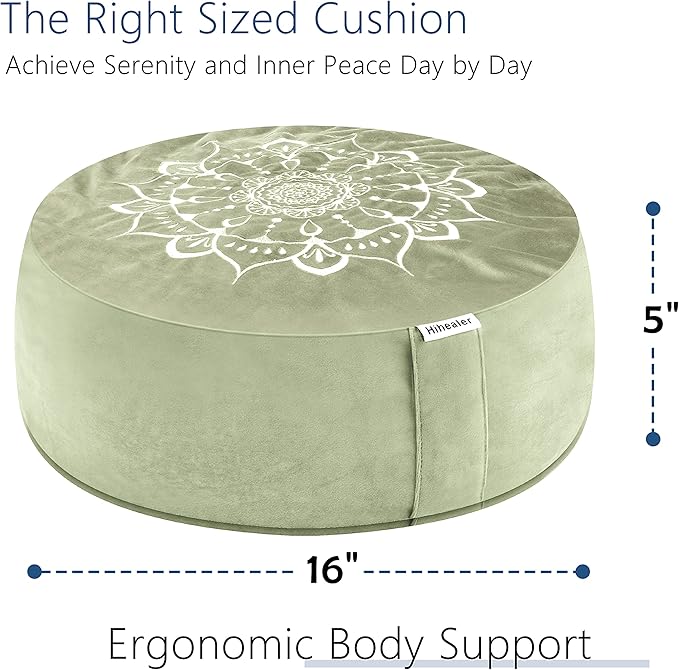 Hihealer Meditation Cushion, Traditional Tibetan Meditation Pillow Velvet Cover - Large Floor Cushion Seating for Adults - Yoga Buckwheat Bolster for Women、Moms - Bloomnest