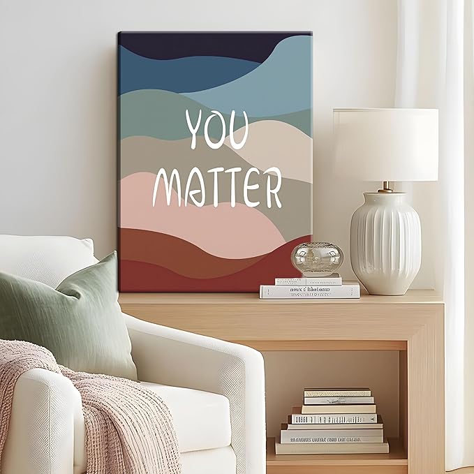 YHCTHT You Matter Canvas Wall Art – Framed Inspirational Positive Affirmation Wall Decor, Motivational Painting Artwork Prints for Bedroom, Home Office, or Meditation Room – 12x16in - Bloomnest
