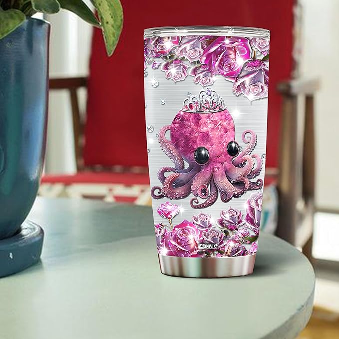 Personalized Octopus Gifts for Women, Insulated Stainless Steel 20oz Coffee Cup Mug Tumbler Water Bottle, Great Gift Idea for Girls Wife Daughter, Christmas Birthday Mother's Day Valentine - Bloomnest