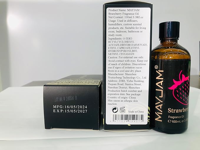 MAYJAM 100ML/3.38FL.OZ Strawberry Fragrance Oils with Glass Dropper, Essential Oils for Diffusers for Home, Long Lasting Scented Oils for Diffusers Soap Candle Making - Bloomnest