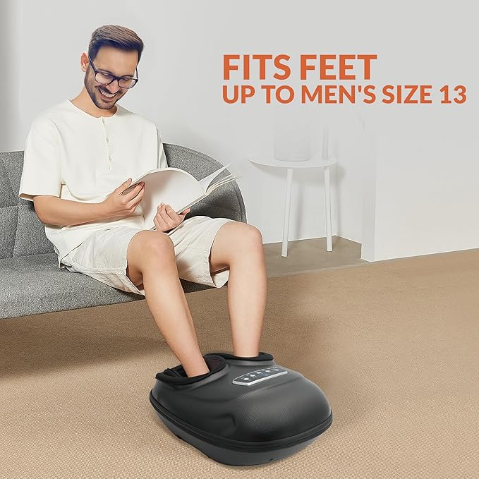CILI Shiatsu Foot Massager Machine with Heat, Electric Feet Massager for Neuropathy, Independent Compression Rolling Vibration, Foot Warmer, Fits Up to Men Size 13, Gifts for Mom Dad - Bloomnest