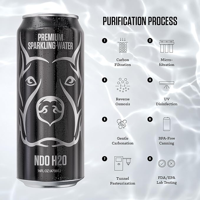 NO DAYS OFF Premium Sparkling Water - 12 Pack,16 fl oz, Sparkling (Unflavored) - Ultra-Purified Reverse Osmosis with Gentle Carbonation, Served in BPA-free 100% Recyclable Cans - Bloomnest