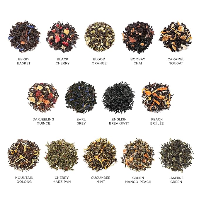 Tea Forte Classic Assortment Single Steeps Loose Leaf Premium Tea Gift Set Sampler, 28 Count Assorted Blends Pre-Portioned Single Serve Pouches, Steeps 12 oz