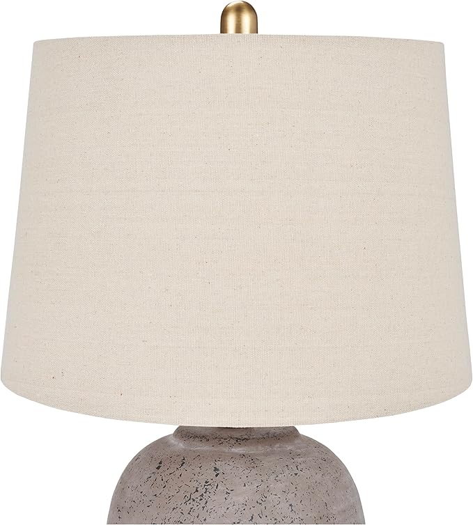 Nourison Home 23" Greyish Brown Earth Tone Rustic Farmhouse Ceramic Table Lamp for Bedroom, Living Room, Dining, Office, with Beige Linen Shade - Bloomnest