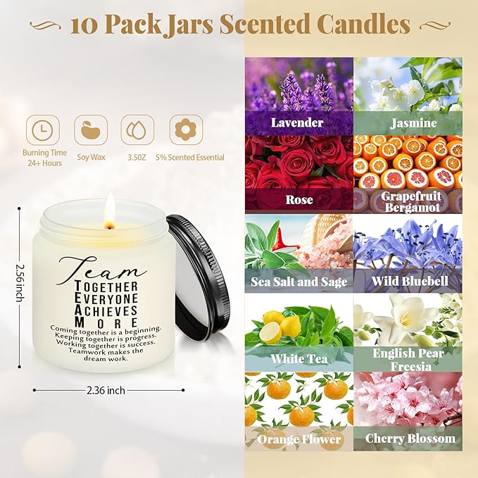 Fumete 10 Pcs Jars Scented Soy Candles 3.5 oz May You Be Proud of The Difference Candles Team Thank You Gifts for Employee Appreciation Gifts Coworker Vet Tech Nurse Teachers(White,Team) - Bloomnest