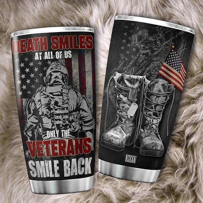 Veterans Day Gifts For Men Husband Stainless Steel Travel Cup With Lid 20oz Veteran Coffee Tumbler Inspiration Gifts Soldier Army Military Gift Ideas Cool Things For Veterans - Bloomnest