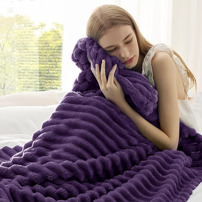 Bedsure GentleSoft Purple Fleece Blanket for Couch - Cozy Soft Blankets for Women, Cute Small Throws for Girls, 50x60 Inches - Bloomnest