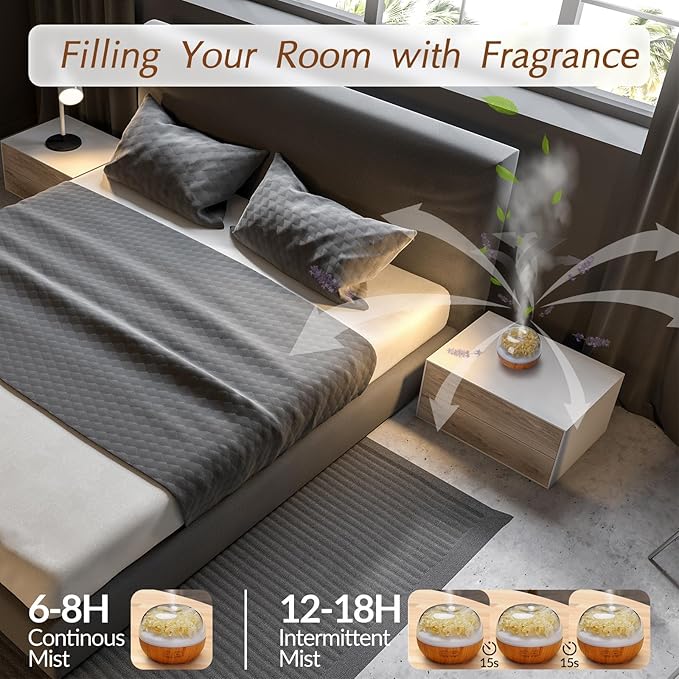 Aromatherapy Essential Oil Diffuser, 300ml Air Diffuser Humidifier with 7 LED Colors, Timer & Auto-Off for Home Bedroom Office (Beige) - Bloomnest