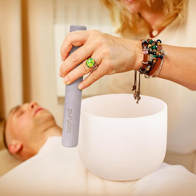 TOPFUND 7 inch C Note Crystal Singing Bowl Root Chakra Meditation Sound Healing