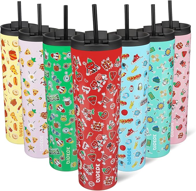 BJPKPK 34oz Skinny Tumbler With lid And Straw Stainless Steel Travel Coffee Mug Insulated Tumblers Cups,Passionate Red - Bloomnest