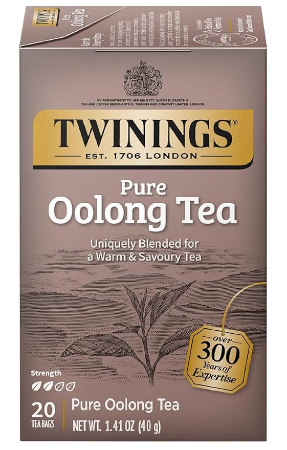 Twinings Pure Oolong Tea Individually Wrapped Bags, 20 Count (Pack of 1), Warm, Nutty Flavor & Golden Colour, Caffeinated, Enjoy Hot or Iced, 20 Teabags - Bloomnest