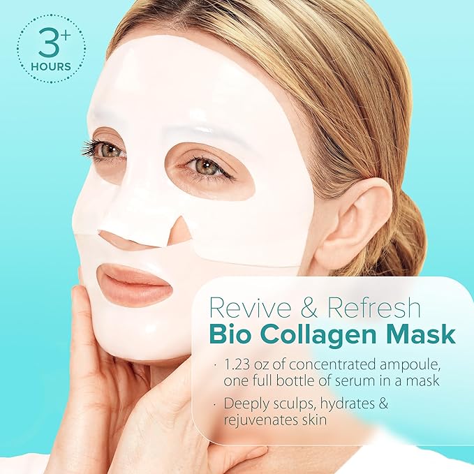 Ebanel Bio Collagen Face Mask, 4-Pack Hydrating Face Masks with 7 Peptides, Hyaluronic Acid, Niacinamide, Centella, Rose Water, Ceramide, and B5, Glass Skin Tightening and Lifting Korean Sheet Masks - Bloomnest