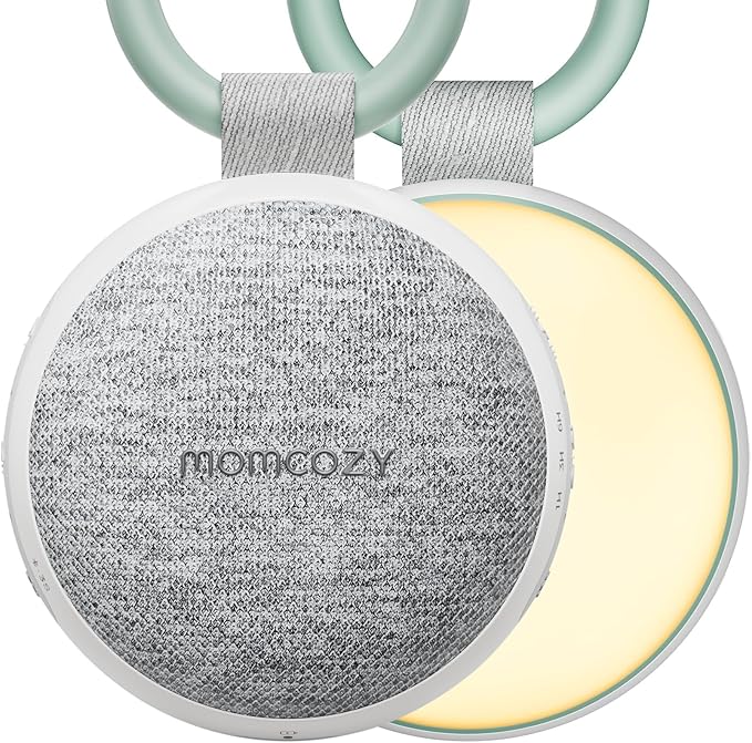 Momcozy Portable Sound Machine with Night Light, White Noise Sound Machine for Baby, 20 Soothing Sounds, Sound Therapy, Long-Lasting Power, Timer, Clips on Stroller, Baby Shower Gifts - Bloomnest