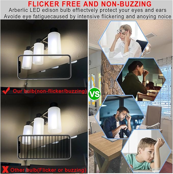 Arberlic 7.3 Inch T10 LED Bulb,6W E26 LED Bulb dimmable Equivalent E26 Bulb 60 watt,Neutral White 4000K,600lm,CRI85+,AC120V,Clear Glass Long Tubular Light Bulb,Flicker-Free,Pack of 6 - Bloomnest