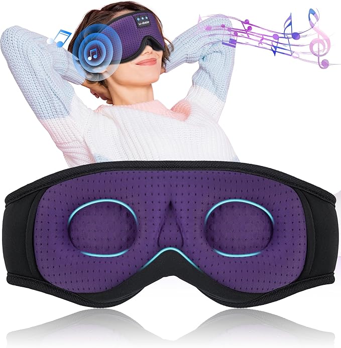 LC-dolida Sleep Mask with Bluetooth Headphones Bluetooth Sleep Mask Sleep Headphones,3D Eye Mask for Sleeping Mask Music Sleeping Headphones for Side Sleepers Meditation Gifts Gadgets for Men Women - Bloomnest