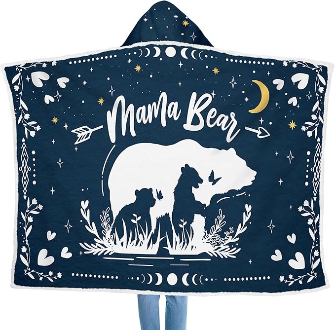 GEEMBI Birthday Gifts for Mom from Daughter or Son - Blue Mama Wearable Blanket Hoodie 47x72 in - Birthday Gifts for Women, Gift for Mother in Law, Mama Gift Ideas, Blanket for Mom - Bloomnest