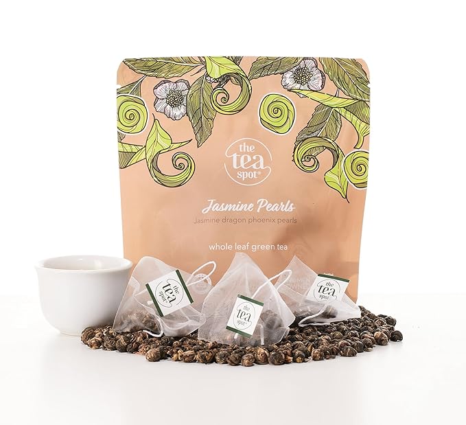 The Tea Spot Jasmine Pearls Green Tea | High-grade Jasmine infused Green Tea Pearls from Fujian | 15 Tea Bags - Bloomnest