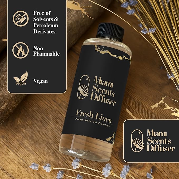 Fresh Linen Scent Inspired by Hotel 17 FlOz - 500 ml Essential Oils Aroma for Home Office Business Diffuser Luxury Fragance Refill Aromatherapy Natural Fresh Blend of Powder Musk and Lily of The Valey MiamiScentsDiffuser