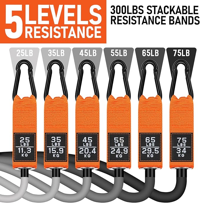 WALITO Resistance Bands Set - Exercise Bands with Handles, Door Anchor, Legs Ankle Straps, for Heavy Resistance Training, Physical Therapy, Muscle Training, Yoga, Home Workouts, Gym - Bloomnest