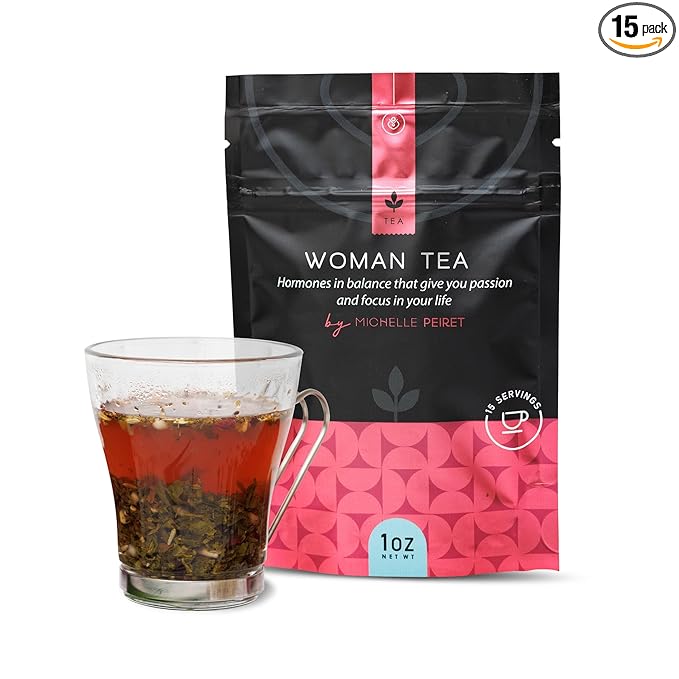 Michelle Peiret Herbal Tea for Women | Organic Green Tea with Tulsi, Shatavari, Fenugreek, Rosehips, Fennel, Chamomile & Raspberry Leaf | Hormonal Wellness, Energy, Mood & Vitality | Strawberry Flavor | 15 Natural Tea Bags - Bloomnest
