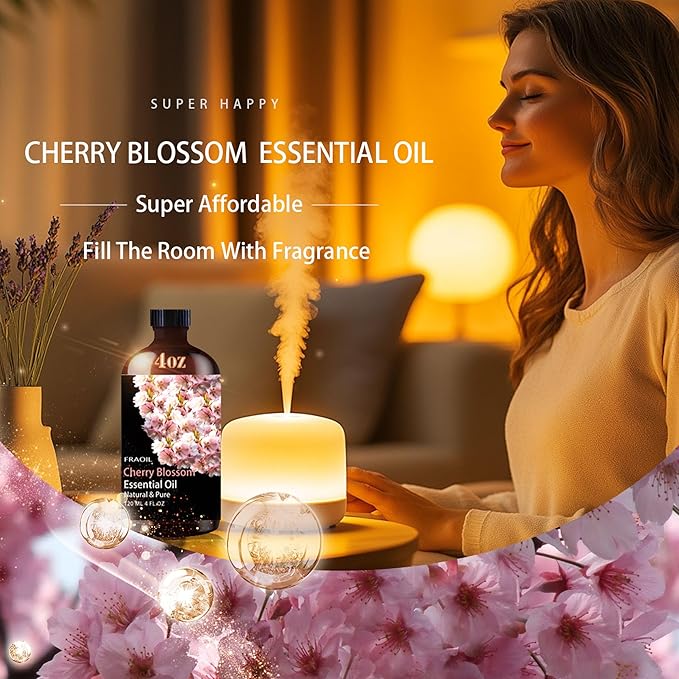 Cherry Blossom Essential Oil, Cherry Blossom Oil 4 Fl Oz 120ML for Diffuser Humidifier Yoga Cleaning DIY Candle Soap Making Perfume Gift for Women Essential Oils - Bloomnest