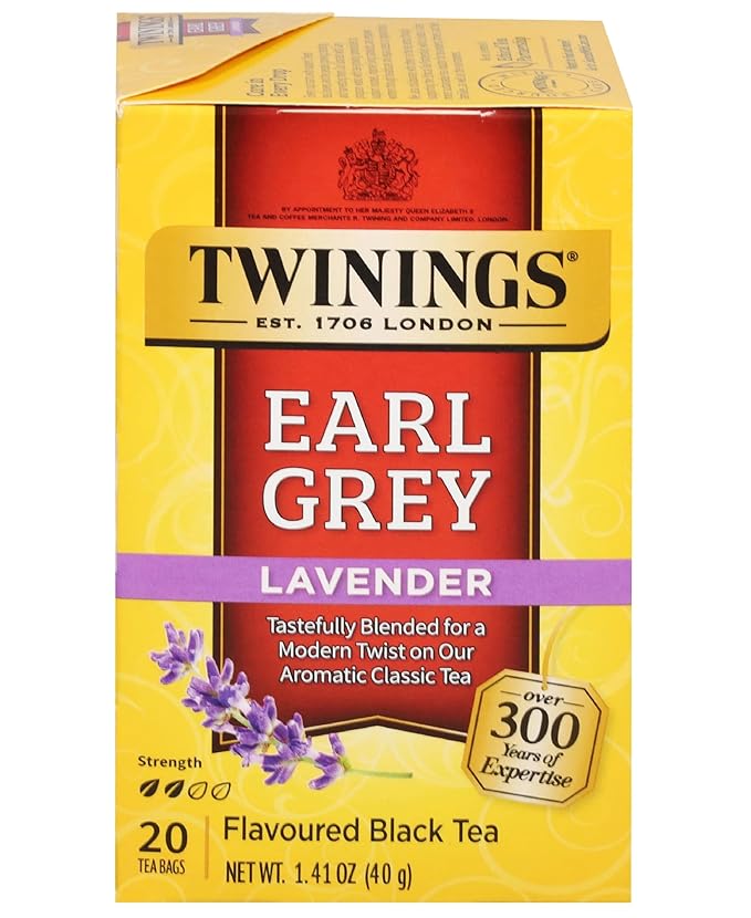 Twinings Earl Grey Lavender Black Tea Individually Wrapped Bags, 20 Count (Pack of 1), Citrus, Bergamot & Floral, Caffeinated, Enjoy Hot or Iced, 20 Teabags - Bloomnest