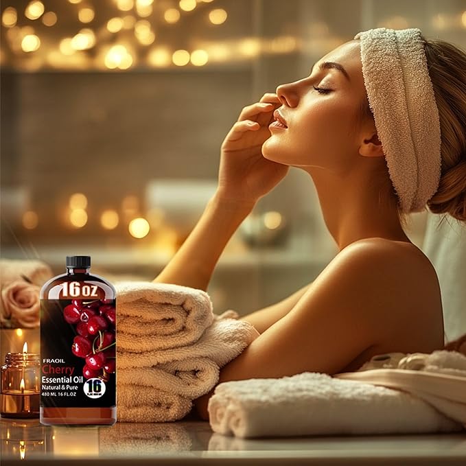 Cherry Essential Oil, Cherry Oil 16 Fl Oz 480 ML for Diffuser Humidifier Yoga Cleaning DIY Candle Soap Making Perfume Gift for Women Essential Oils - Bloomnest