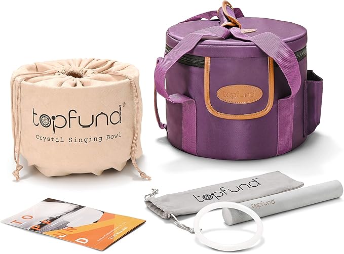 TOPFUND Green F Note Crystal Singing Bowl Heart Chakra 10 inch with Heavy Duty Carrying Case and Suede Mallet - Bloomnest