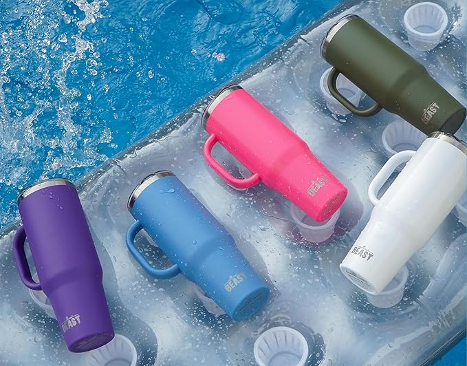 Beast 50 oz Tumbler Stainless Steel Vacuum Insulated Coffee Ice Cup Double Wall Travel Flask (Cupcake Pink) - Bloomnest