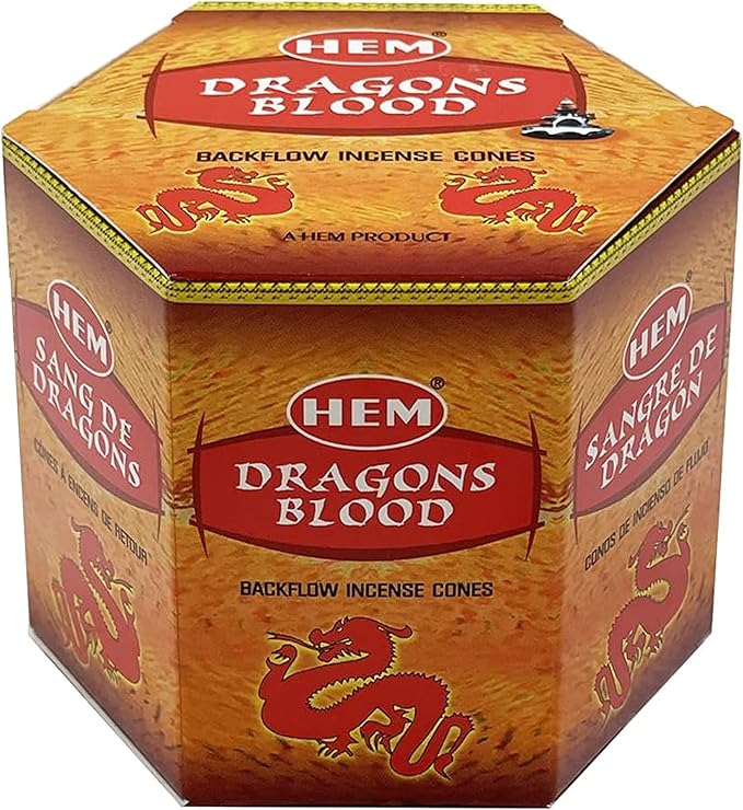 Dragons Blood Hem Backflow Incense Cones for Waterfall Aromatic Smoke Fountain Haze Falls - 40 Large Back Flow Incense Cones Scented