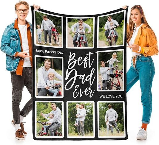 Custom Blankets with Photo, Personalized Photo Blankets Fathers Day Personalized Gifts for Dad from Daughter Son Customized Blanket with Picture - Bloomnest