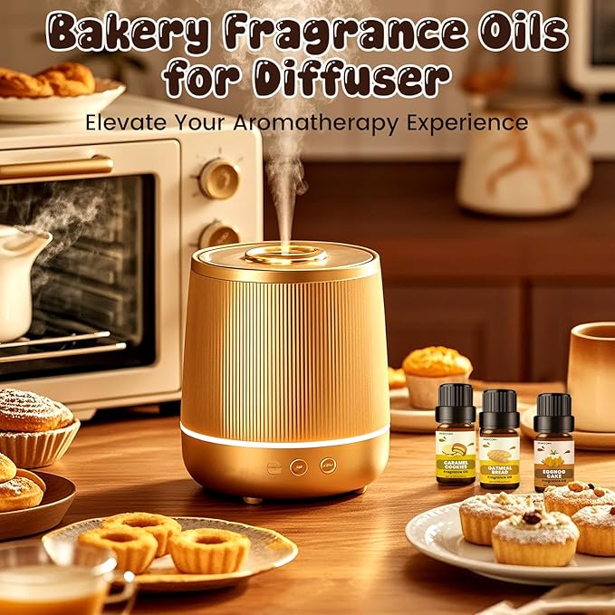 Bakery Essential Oils Set (10 × 5ml), INWICOPH Fragrance Oil for Soap & Candle Making - Pumpkin Pie, Golden Waffle, Hazelnut, Eggnog Cake Aromatherapy Scented Oils - Bloomnest