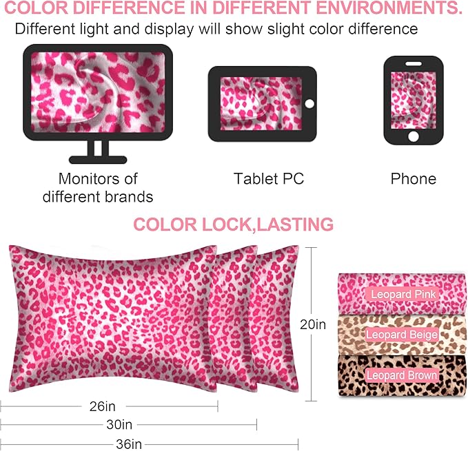 Mulberry Silk Pillow Cases Standard Size with Hidden Zipper, Ultra Smooth and Soft Breathable Cooling Silk Satin Pillowcase for Hair and Skin, Gifts for Women Men (Leopard Pink, 20x26 Inches, 1 Pack) - Bloomnest