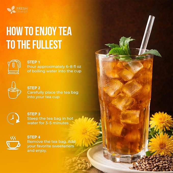 FreshDrinkUS, Premium Dandelion Milk Thistle Herbal Tea | 75 Tea Bags | Herbal Blend with Dandelion Root & Milk Thistle Seed – Clean Plant-Based Daily Tea, Naturally Caffeine Free. Sugar Free. Vegan - Bloomnest