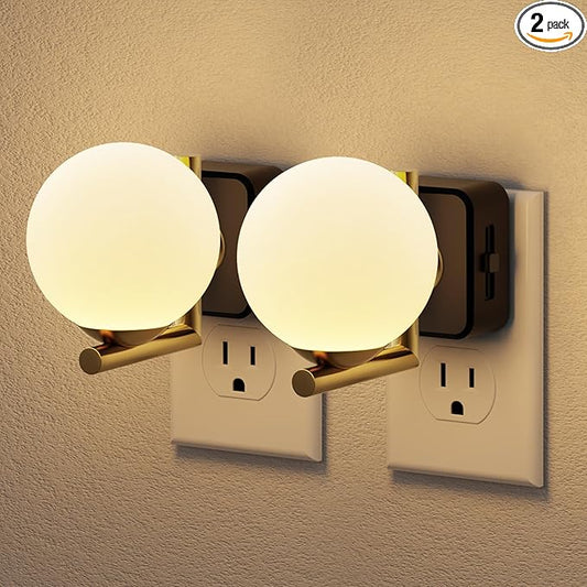 JandCase LED Night Light, 3000K Warm Night Lights Plug into Wall [2 Pack], 0-100LM Dimmable Night Lights with Dusk to Dawn Light Sensor, 180° Rotatable Plug in Nightlights for Bathroom Bedroom - Bloomnest