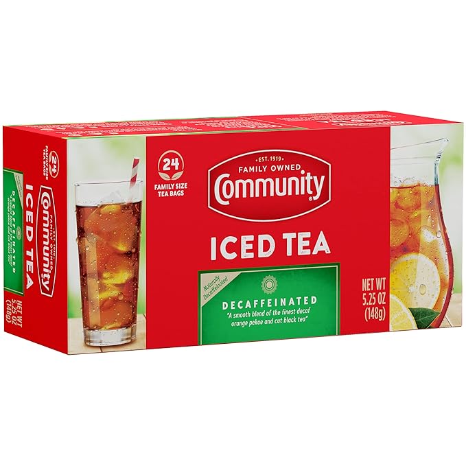 Community Coffee Decaf Tea, 24 Family Size Tea Bags (Pack of 12) - Bloomnest