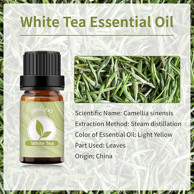 yethious White Tea Essential Oil White Tea Oil for Diffuser & Aromatherapy, Baths, Soap, Candle Making Scent Oil 2PCS*10ML - Bloomnest