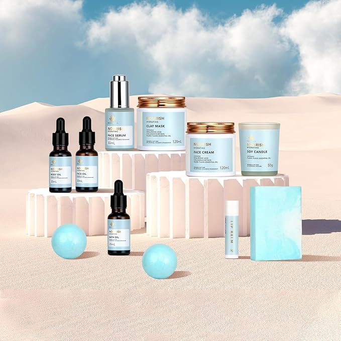 30pcs Valentines Day Gifts for Men & Women, Spa Gift Set, Ylang Facial Skin Care Set, Face Cream, Bath Oil, Serum, Shower Accessories, Clay Mask, Bath & Body Set, Birthday, Christmas, Dad, Mom