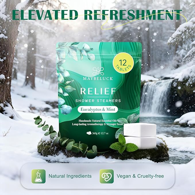 Eucalyptus Mint Shower Steamers 12 Pack - Eucalyptus for Shower, Aromatherapy Valentines Day Gifts for Women & Men, Made with Natural Ingredients & Essential Oil