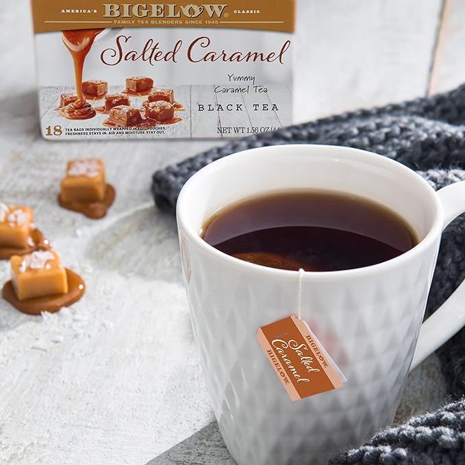 Bigelow Tea Salted Caramel Black Tea, Caffeinated Tea with Caramel and Salt, Holiday and Christmas Tea, 18 Count Box (Pack of 6), 108 Total Tea Bags - Bloomnest