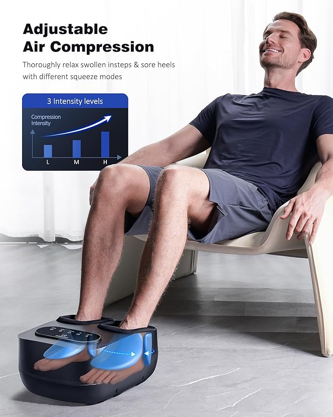 Foot Massager with Heat and Remote, Shiatsu Deep Kneading Feet Massager for Plantar Fasciitis & Neuropathy, Foot Warmer, Gifts for Mom Women Men Dad, Fits Up to Men Size 12 - Bloomnest