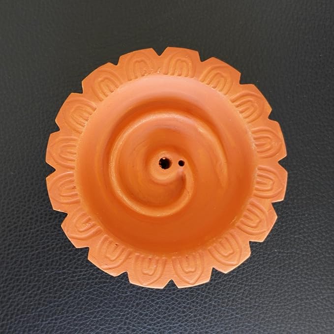 Clay Spiral Incense Burner | Handmade Clay Incense Holder | Holds 1 Regular, 1 Joss Stick and Rope Incenses | Incense Stand Ash Catcher | Rope Incense Burner
