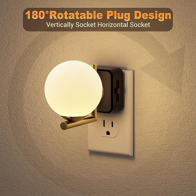 JandCase LED Night Light, 3000K Warm Night Lights Plug into Wall [2 Pack], 0-100LM Dimmable Night Lights with Dusk to Dawn Light Sensor, 180° Rotatable Plug in Nightlights for Bathroom Bedroom - Bloomnest